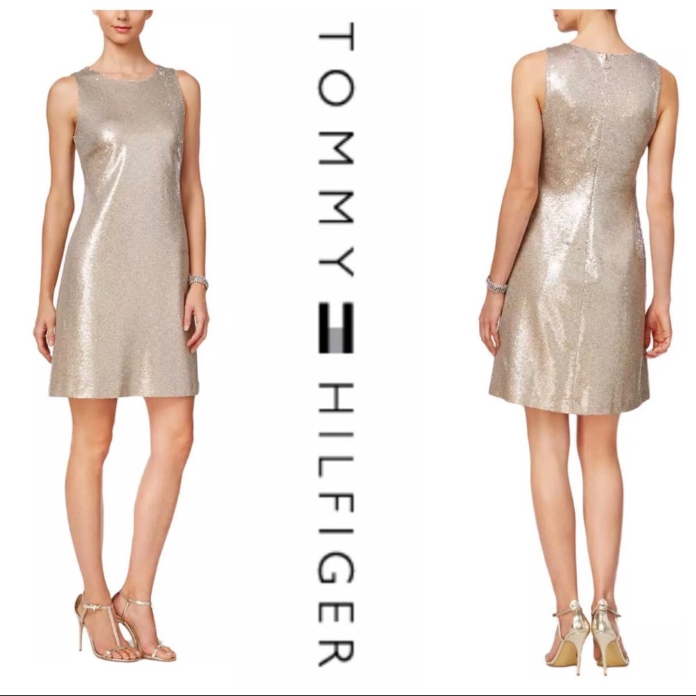 Tommy Hilfiger Gold Sleeveless  Sequin Dress